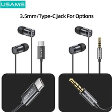 2Guoyang 3.5mm Siyah Usams Ep-46 Tip C 3.5mm Metal Kablolu Kulaklık Hifi Stereo Dinamik Kulakiçi Düğme Kontrol Kulaklık Android Tablet Dizüstü Mp3 (Yurt Dışından)