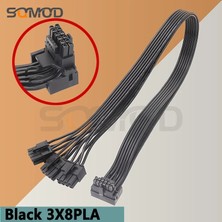 2Guoyang Siyah 2X8PLA 50CM Yeni 2 * Cpu 8-Pin'den 16 Pin'e 3* Cpu 8-Pin Erkek Pcı-E 5.0 12VHPWR Rtx 4090 Corsair Psu 16AWG 600W Adaptör Kablosu (Yurt Dışından)