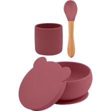 Oioi Mama Kaşığı Velvet Rose / Powder Grey & Kapaklı Kase & Mini Bardak