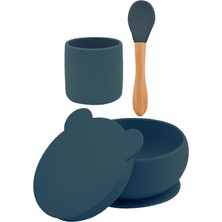 Oioi Mama Kaşığı Deep Blue / Powder Grey & Kapaklı Kase & Mini Bardak