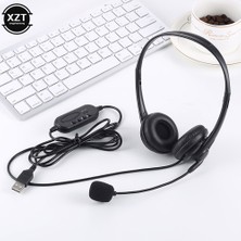 2Guoyang 3.5mm-Siyah 3.5mm Bilgisayar Dizüstü Bilgisayar Kulaklıkları Gürültü Önleyici Mikrofon Sohbet Öğretim Konferansı USB Kablolu Kulaklıklar (Yurt Dışından)