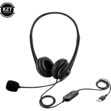 2Guoyang 3.5mm-Siyah 3.5mm Bilgisayar Dizüstü Bilgisayar Kulaklıkları Gürültü Önleyici Mikrofon Sohbet Öğretim Konferansı USB Kablolu Kulaklıklar (Yurt Dışından)