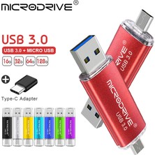 2Guoyang Mavi 32GB Yüksek Hızlı USB 3.0 Flash Sürücüler 128GB 64GB 32GB 16GB USB Memory Stick Otg Harici Depolama Çift Uygulama Mikro Ücretsiz Adaptör (Yurt Dışından)