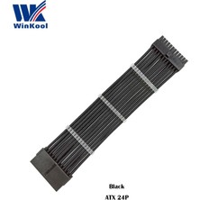 2Guoyang Siyah 600MM Winkool Atx MB 24PIN Dişi - Erkek 24P 18AWG Kollu Psu Uzatma Güç Kablosu / Siyah Beyaz Mavi Kırmızı Kılıflı Kablo (Yurt Dışından)