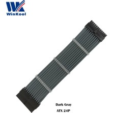 2Guoyang Siyah 600MM Winkool Atx MB 24PIN Dişi - Erkek 24P 18AWG Kollu Psu Uzatma Güç Kablosu / Siyah Beyaz Mavi Kırmızı Kılıflı Kablo (Yurt Dışından)