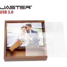 2Guoyang Kutu ile B 4gb Jaster USB Flash Sürücü 3.0 Şeffaf Akrilik Kapak Ahşap Fotoğraf Albümü Pendrive 64GB 128GB 16GB 32GB 8gb 4gb U Sopa Düğün Hediyesi (Yurt Dışından)