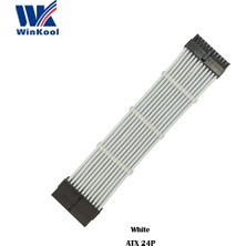 2Guoyang Siyah 300MM Winkool Atx MB 24PIN Dişi - Erkek 24P 18AWG Kollu Psu Uzatma Güç Kablosu / Siyah Beyaz Mavi Kırmızı Kılıflı Kablo (Yurt Dışından)