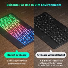 2Guoyang Siyah 02 Gökkuşağı Arkadan Aydınlatmalı iPad Klavye Tablet Telefon Laptop Için Ispanyolca Rusça Portekizce Kablosuz Bluetooth Klavye Xiaomi Samsung Için (Yurt Dışından)