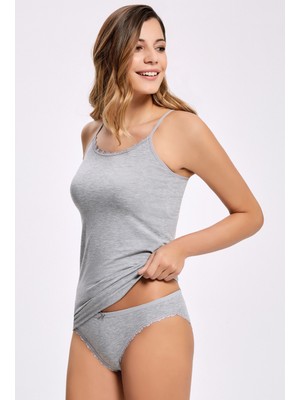 İlke Likra Melajlı Dantelli İp Askılı Atlet Takım 2401 (1 Adet)