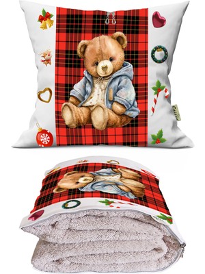 Yılbaşı Özel Seri Sevimli Ayıcık Teddy Bear Tv Battaniyeli Opsiyonel Dekoratif Araç Içi Yastık