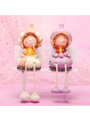 Elifeshop Ayakları Sallanan Soğan Sarımsak Kafalar Biblo Dekoratif  Hediye Ürün Vitrin Süsü Ev Hediyesi 24 Cm.