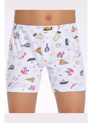 Ilke  Pamuk Desenli Erkek Çocuk Boxer 340 (6 Adet)