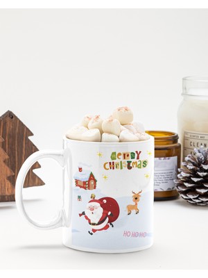 Nino Store Ho Ho Ho Merry Christmas Yılbaşı Tasarımlı Hediyelik Yeni Yıl Kupa Bardak