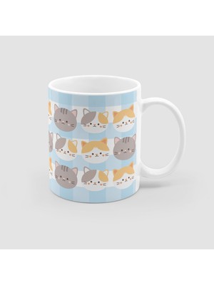 Offo Kedi Aşkı Tasarımlı Beyaz Porselen Kupa Bardak