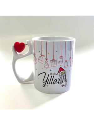 Mor Mürekkep Mutlu Yıllar Asılı Yılbaşı Süsleri Baskılı Dönen Kalp Figürlü Yılbaşı Kupası