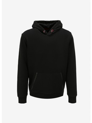 Sports Kapüşon Yaka Düz Siyah Erkek Sweatshırt Fs3Wm-Swt257
