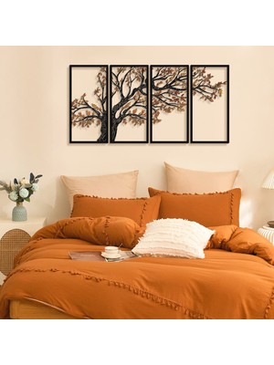 Artepera Autumn Vibes 4'lü Set Renkli Metal Duvar Tablosu - Modern Ev Dekorasyonu - Tablolar - 98 x 48 cm - APT740