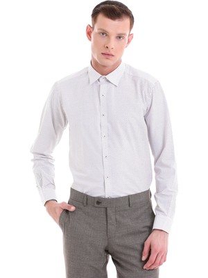 Hatemoğlu Bordo Slim Fit Baskılı Pamuklu Slim Yaka Uzun Kollu Klasik Gömlek