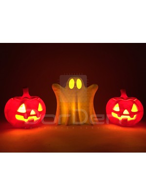 Dorden 3D Cadılar Bayramı Hallowen Balkabağı ve Hayalet Temalı Tealight Mumluk Dekor Set