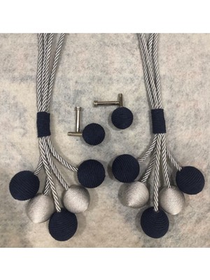 bebekokusu Ege’den Hasır Toplu 2 Adet Duvara Takma 2 Adet Asma , Silinebilir Perde Bağlama Aksesuarı 12 Top