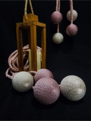 bebekokusu Ege'nin Atölyesinden Hasır Toplu Silinebilir Renkli Perde Aksesuarı 2 Adet 8 Top