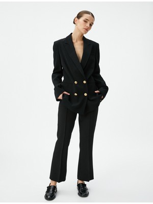 Koton Kumaş Culotte Pantolon Yüksek Bel Nervürlü