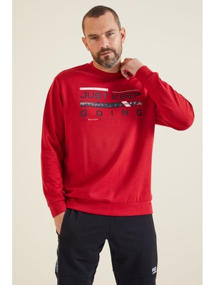 Air Jones Urien Kırmızı Baskılı Erkek Sweatshirt - 88129