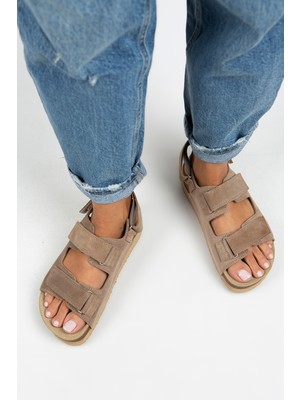 Manijero Emilia Kadın  Deri Çift Çırtlı Vizon Sandalet