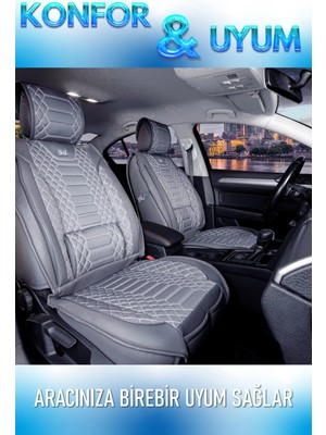 Deniz Tuning honda Legend Lüx Deri Oto Koltuk Kılıfı 5'li Set Tam Takım Royal Füme