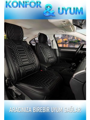 Deniz Tuning honda Legend Lüx Deri Oto Koltuk Kılıfı 5'li Set Tam Takım Royal Tam Siyah