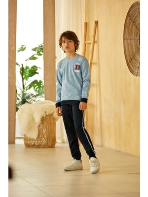 Elsima B2919 Erkek Çocuk Mavi Pijama Takımı