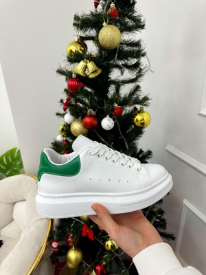 Erva'nın Butiği Beyaz Yeşil Queen Kadın Bağcıklı Sneakers