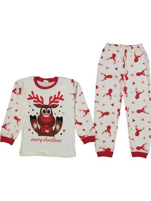 Bilge Trend Yılbaşı Noel Yeniyıl Yeni Geyikli Çocuk Pijama Takım