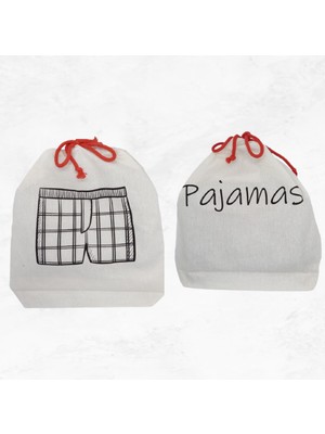 Moy Bag Baskılı Pamuk Kese Pijama Boxer Çanta Bavul Düzenleyici Seyahat Organizer Kesesi-2’li Set