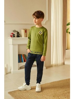 Elsima A2904 Erkek Çocuk Haki Pijama Takımı