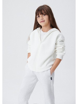 Mavi Kapüşonlu Beyaz Basic Sweatshirt 7S10002-70057