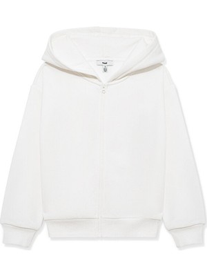 Mavi Kapüşonlu Beyaz Basic Sweatshirt 7S10002-70057