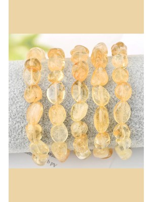 NehirTaş Sertifikalı   Sitrin Doğal Taş Bileklik ( Para Mıknatısı , Bolluk , Bereket) Bileklik ( Yüksek Titreşim )