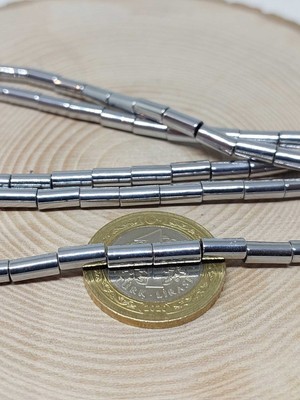 NehirTaş Sertifikalı   Hematit Taşı Silindir Dizi 4X8MM (36765)