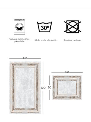 Bellino Yıkanabilir Kaymaz Pamuk Dokuma Taban Siyah Renk 60X100-50X60 Banyo Paspası 2 Li Klozet Takımı 11