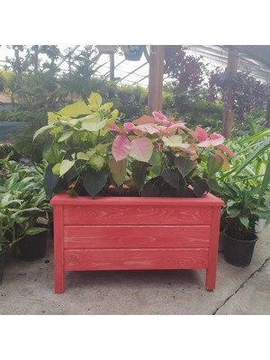 Evmodo Ahşap Saksı Dış Mekan Çiçeklik Ahşap Dekoratif Bahçe Saksısı Pembe