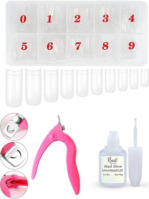 Nail Master 500LÜ Şeffaf Yarım Ay Set Tips Tırnak + Tips Makası + Tips Yapıştırıcısı 10GR EGEMEN3165