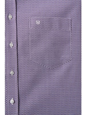 Bisse Regular Fit Paşa Yaka Desenli Lila Erkek Gömlek GM23K232040_D44