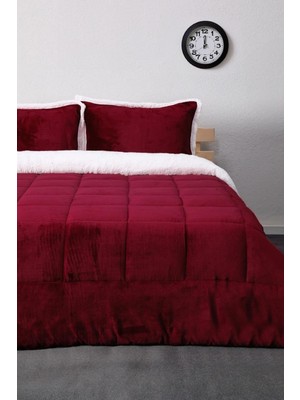 Merinos Comforter Çift Kişilik Yorgan Seti Bordo 220X240