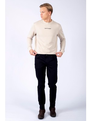 Lee Cooper Jagger Erkek Slım Straıght Dar Kesim Normal Bel Dokuma Pantolon Düz Paça Siyah