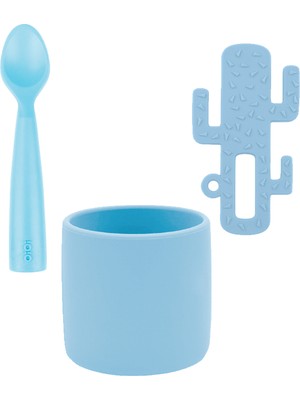 Oioi Mini Bardak Mineral Blue & Kapaklı Kase & Diş Kaşıyıcı