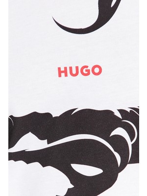 Hugo Baskılı Bisiklet Yaka Regular Fit Pamuklu Jarse  Erkek T Shirt 50498196 100