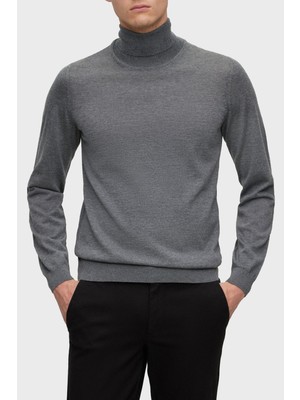 Boss Balıkçı Yaka % 100 Yünlü Slim Fit Kazak Erkek Kazak 50468262 002
