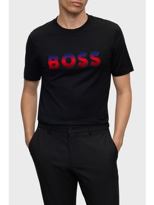 Boss Baskılı Bisiklet Yaka % 100 Pamuk Regular Fit  Erkek T Shirt 50500760 001