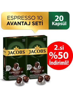 Jacobs Kapsül Kahve Espresso 10 Intense 20 Adet Uyumlu Aroma ile Zengin Tat Deneyimi